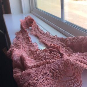 pink lace halter bralette